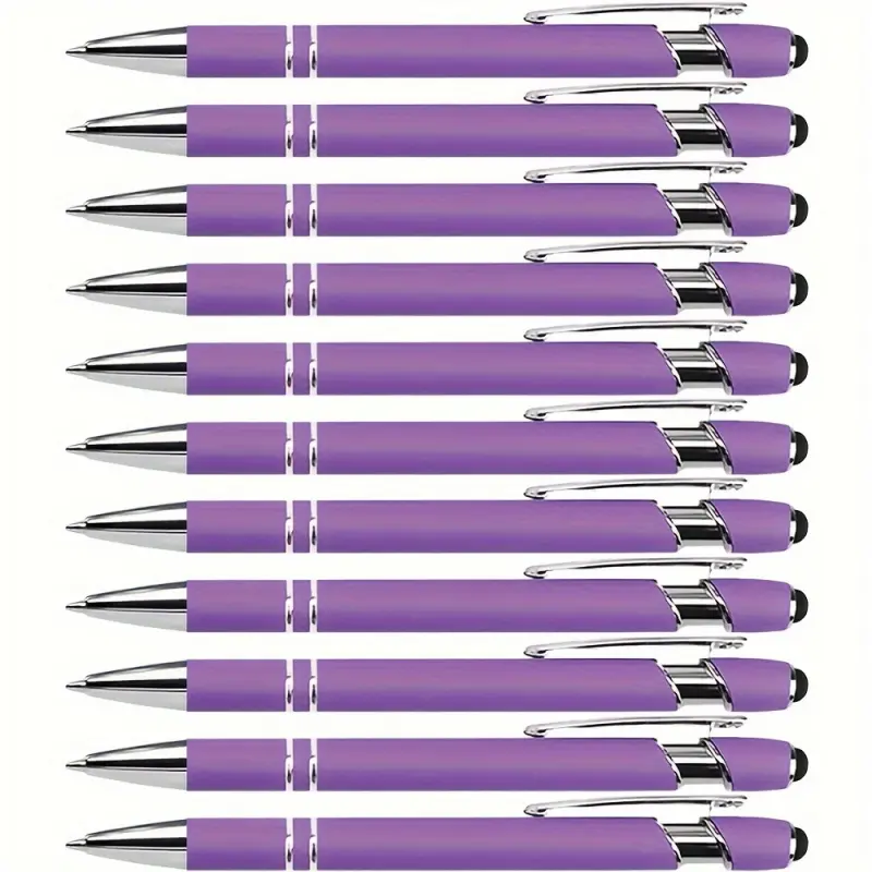 12-Piece Purple Retractable Ballpoint Pen Set with Stylus Tip Smooth Writing & Precise Screen Control | Black Ink | Ideal for Office Supplies, School Stationery & Gifts for Teachers/Classmates Ballpoint Pen Kit Ball Point Pens