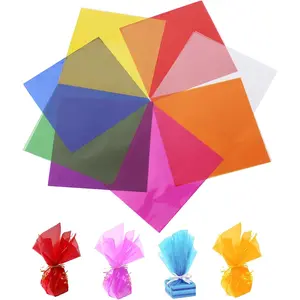 200 count Colored Cellophane Sheets, Cellophane Wrap Paper Color Cello Sheets for Crafts(7.5x7.5 Inches)