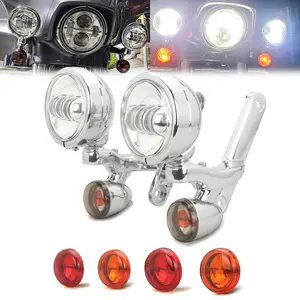 Auxiliary Spot Lighting with Wiring Harness Turn Signal Lights for Harley Street Electra Glide FLHX FLHXXX CVO 2006-Up Chrome Plated Brackets Diecast Aluminum Housing