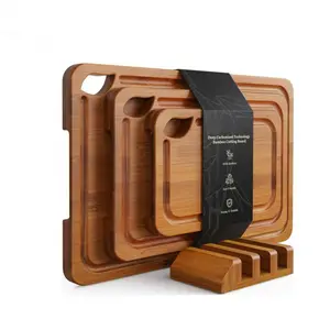 Plaid Wooden Roasting Board Set, Bamboo Splicing Cutting Boards for Chicken, Steak and Pizza, Thick Durable Wood Boards with Smooth Surface, Suitable for Western Food Prep, Serving and Daily Kitchen Use, Easy to Clean and Store