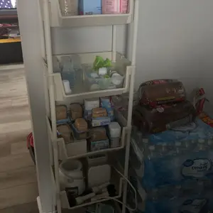 Beige Multifunctional Large-Capacity Plastic Storage Cart with Transport Wheels - Layered Shelf Racks, Countertop Kitchen Organizer, Accessory Storage Rack, Shelves for Bedroom, Home Goods Organizer for Bedroom Items