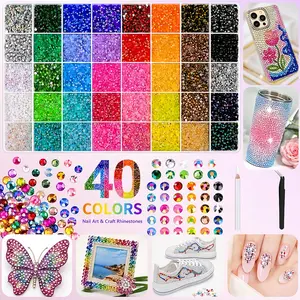 40 Colors with 40000Pcs Jelly Rhinestones synthetic beads With Kit for Bedazzling 3mm Multicolor synthetic beads   beads for Art Bedazzler Kit for Crafting Book Shoes Nail Art Glitter Decorative Nails Glam Pack Glitter