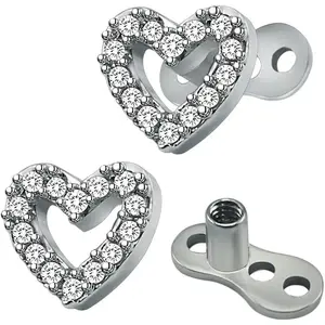 ZS 14g Cubic Zirconia Dermal Anchor Tops and Base Surgical Steel Microdermals Body Piercings