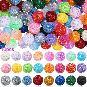 16mm Acrylic Beads Mix Crystal Beads Glitter Beads for Making Jewelry, 10pcs DIY Handmade Bead Bracelet Pendant Pen Key Chain, Special Decorative Accessories(Random Color), Christmas, Christmas Gift
