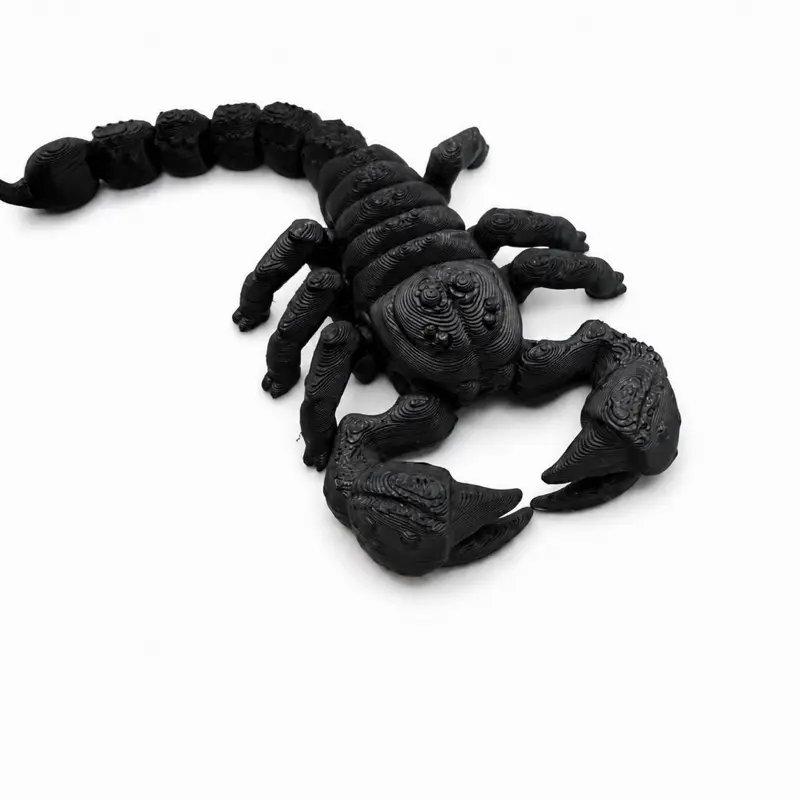 3D Printed Black Scorpion Figurine – Realistic Creepy Crawly Collectible Toy