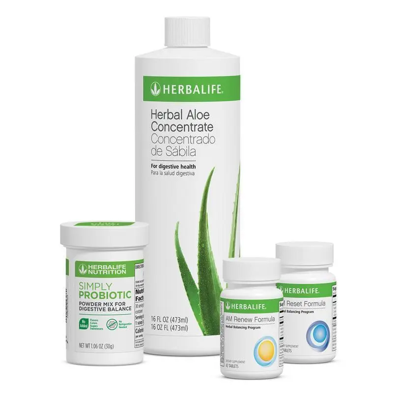 Herbalife Nutrition Digestive Health Program Natural Flavor Set – Aloe Concentrate, Simply Probiotic & 21-Day Balancing Program