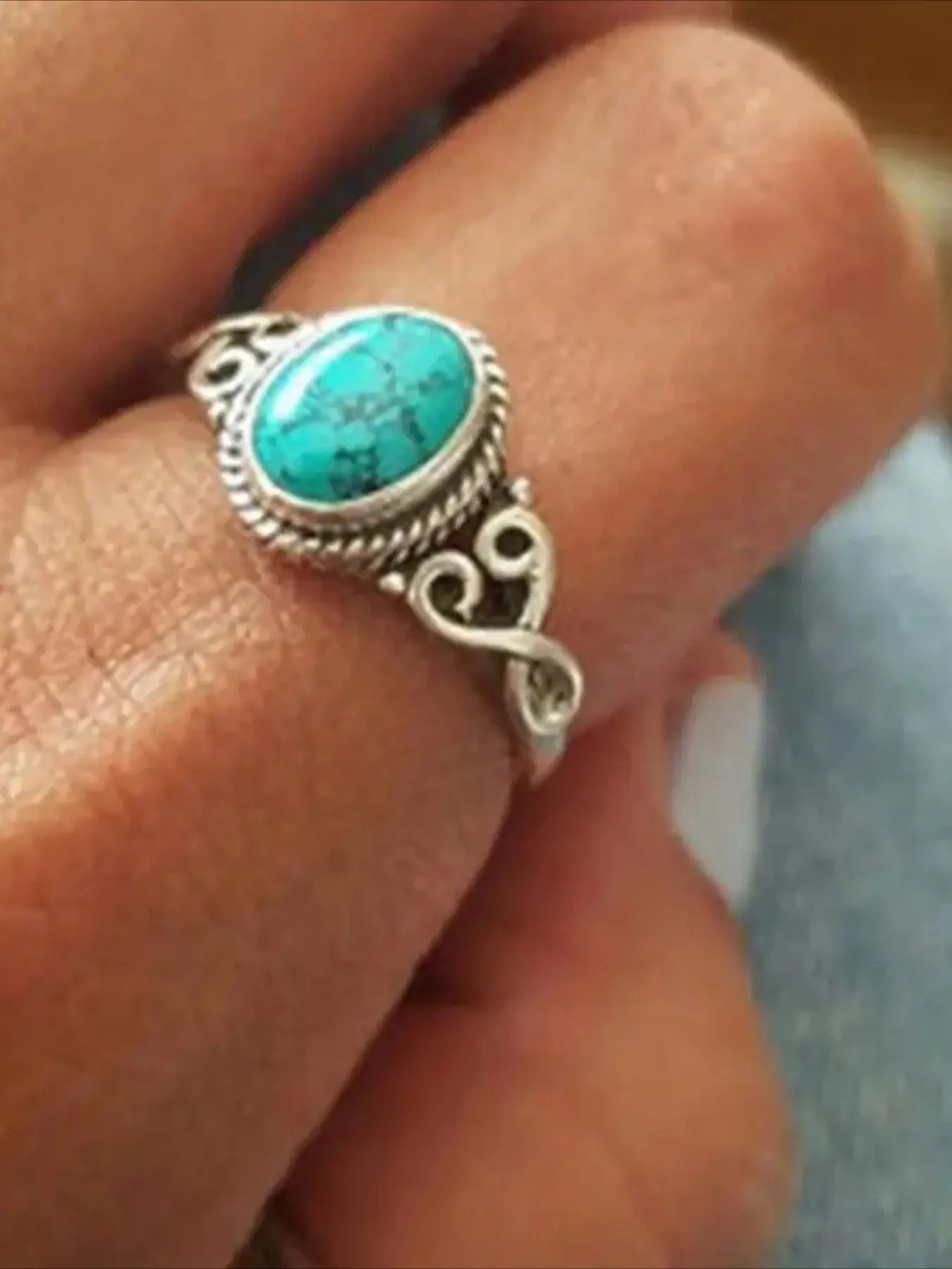 Women's Imitation Turquoise Ring Design, Valentine's Day Gift, Bridal Wedding Engagement Jewelry, Daily Wear Decorative Accessories