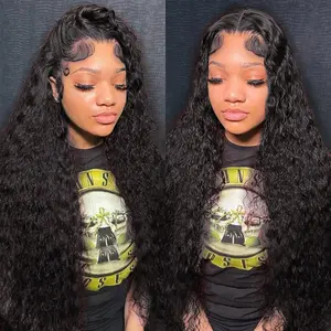 Ready To Wear Deep Wave 6x4 5x5 Human Hair Wigs Glueless 7x5 9x6 Deep Wave Lace Closure Human Hair Wig For Beginners 180Density Deep Curly Wig Remy Human Hair Wigs