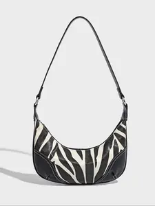Classic zebra design versatile shoulder bag, niche design simple leisure shoulder bag, retro crescent creative bag, suitable for daily commuting, shopping and dating, Boho Style Crossbody, Casual crossbody bags