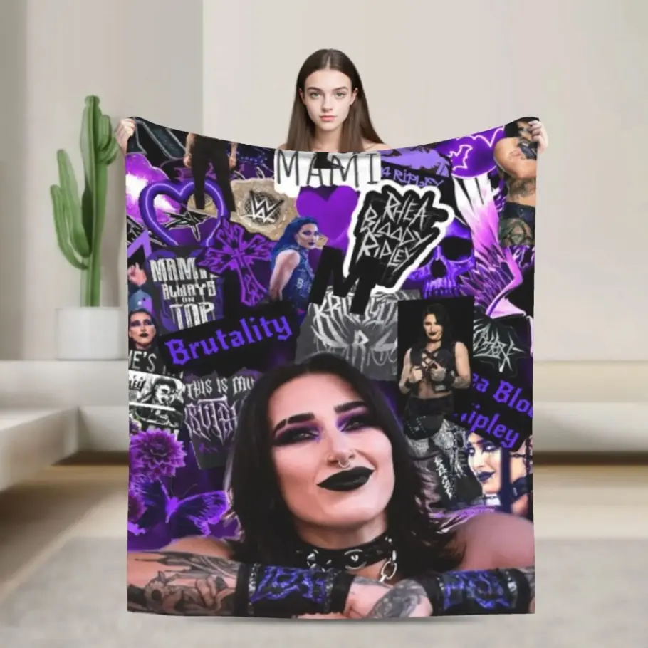 Rhea Ripley Wrestler Themed Soft Fuzzy Plush Warm Breathable Wrinkle-Resistant Blanket, Multi-Size Including 30*40in, for Couch Bed Home Decor Garden Use
