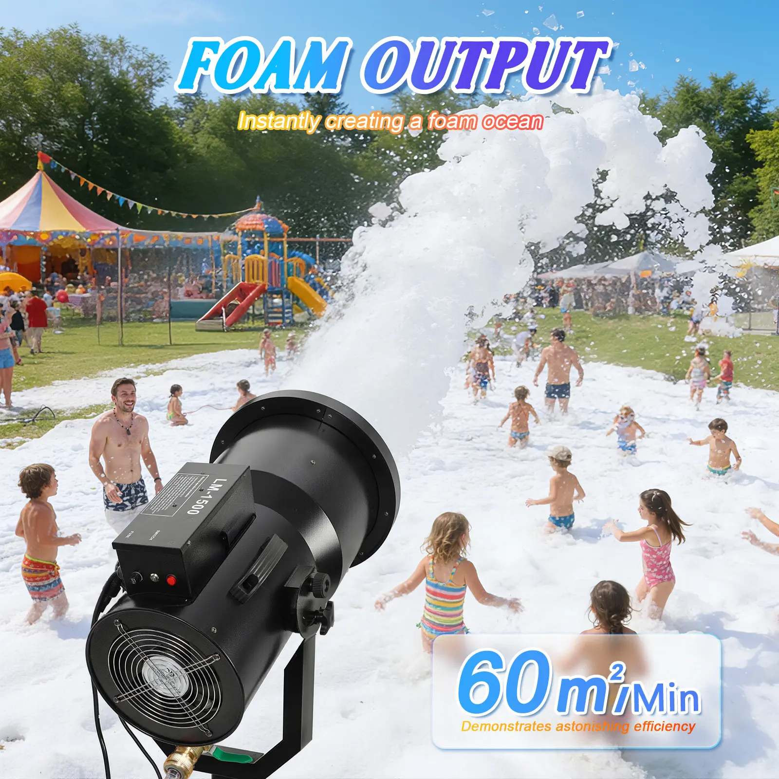 LED Foam Machine for Large Bars 300W Automatic Color-Changing Lights 645.83 sq ft Coverage Portable Tripod Setup Party & Event Atmosphere Enhancer Lightweight Spray