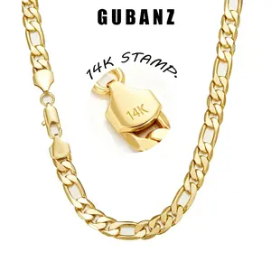 14K Gold-Plated Figaro Chain Necklace — Water-resistant and fade-resistant, minimalist style, unisex, perfect for everyday wear. A trendy, must-have stainless steel accessory and an excellent gift choice for couples.