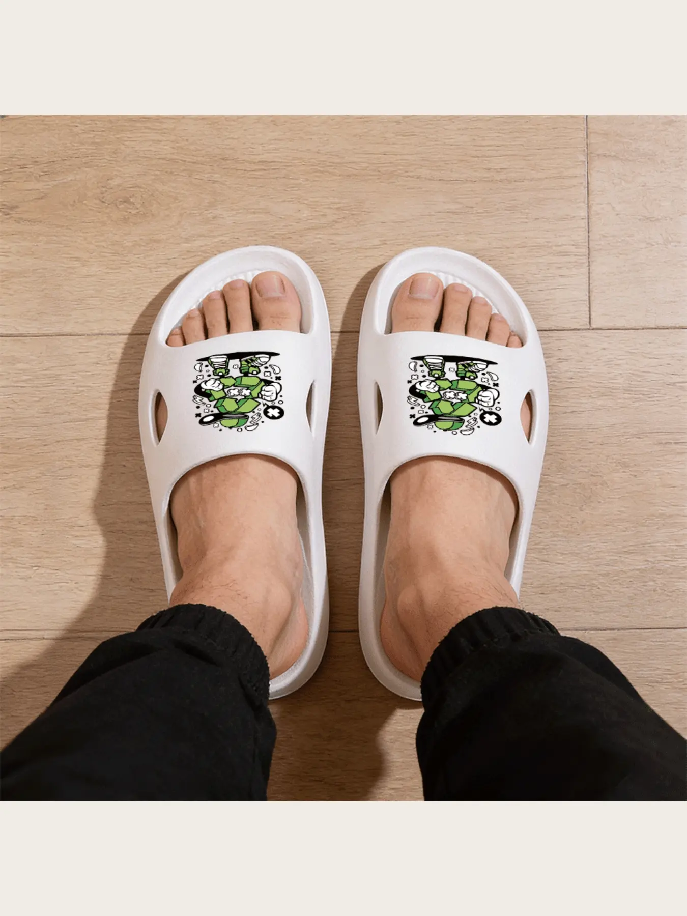 Eco Friendly Recycle Symbol Print Slippers for Men Women Unisex Casual Indoor Outdoor Home Non Slip Comfortable Soft Sole Fashion Green Environmental Protection Shoes Lightweight Breathable Daily Wear