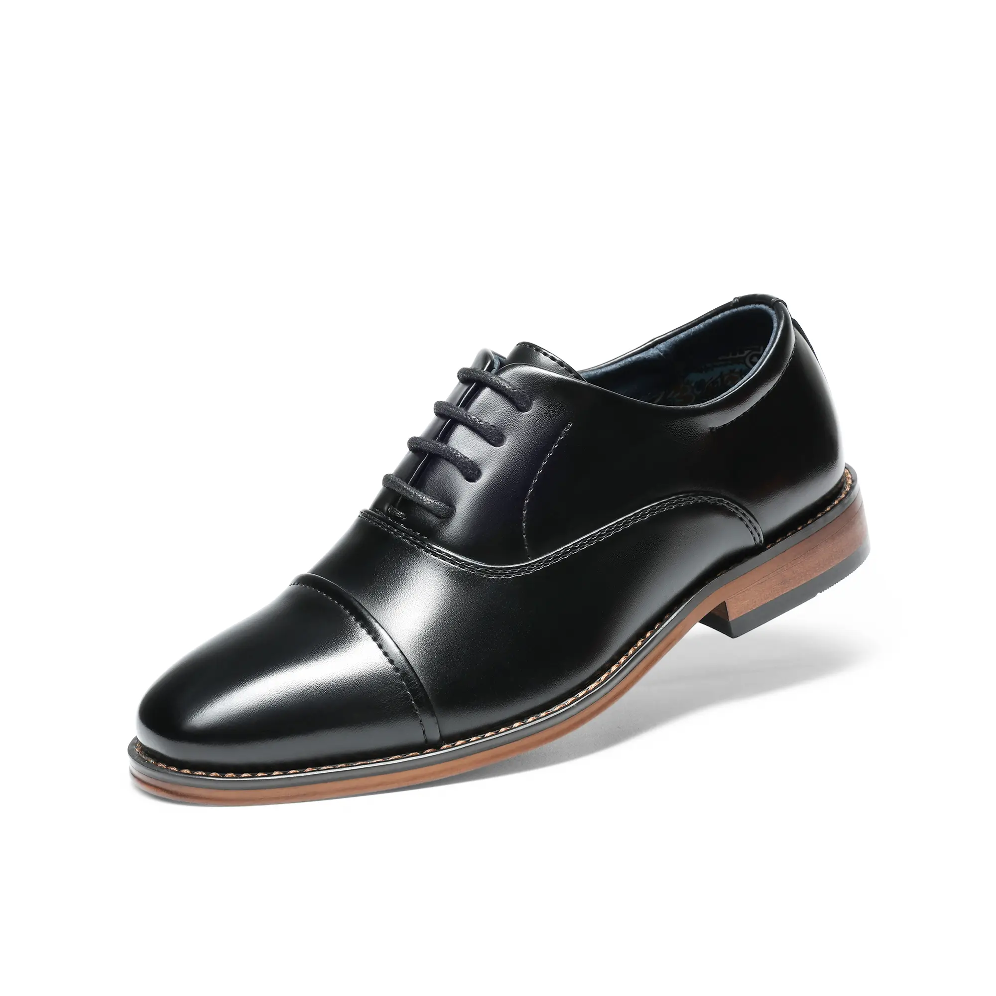 BRUNO MARC Boys' Formal Dress Shoes, Classic Cap Toe Synthetic Leather Oxfords for School & Casual Events with Cushioned Insole, Classical, Solid, 11 - 12 Years, Junior, Fashion