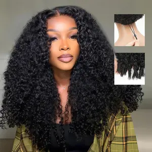STERLY 200% Density 7x6 Glueless Burmese Curly Wig with Drawstring One-Step Glueless Wig 100% Human Hair Wig Transparent Lace Glueless Wig