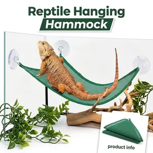 Bearded Dragons Accessories Reptile Hanging Hammock for Reptile Enclosure, Lizard/Snake Small Pet Climbing Net Bed Swing, Dual-Color Habitat Decor, S/L Sizes, Safe Durable, Tool-Free Easy Setup