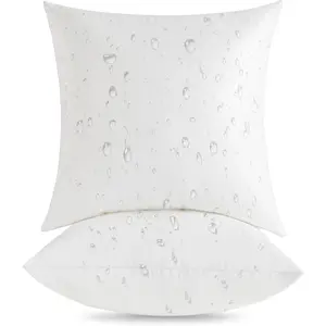 18 x 18 Outdoor Pillow Inserts (Pack of 2) - Square Waterproof Throw Pillow - Decorative Throw Pillows Insert for Couch Sofa Bed Patio Furniture - White Pillow