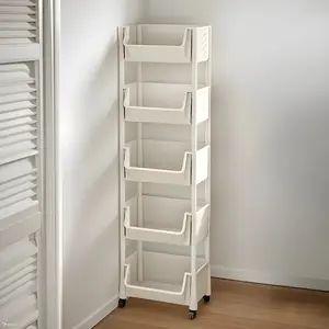 Mobile Storage Cart with Multi-Layer Shelves, Space-Saving Utility Cart for Kitchen Bathroom Bedroom Office, Home and Commercial Use