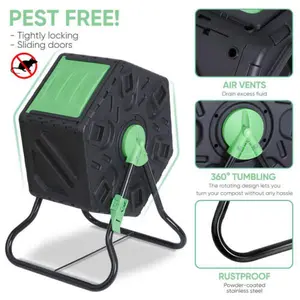 New Choice Deal Hexagonal 18.5Gal Garden Composter Rotating Compost Bins Weather Resistant