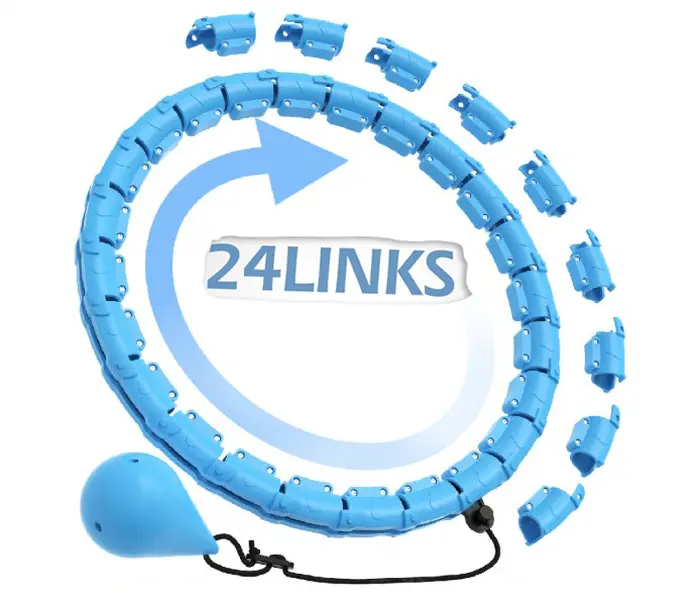 Smart Weighted Fitness Hoop for Adults & Beginners, Adjustable & Portable Hula Circle with 24 Detachable ABS Links for Home Workouts, Weighted Hula Circle