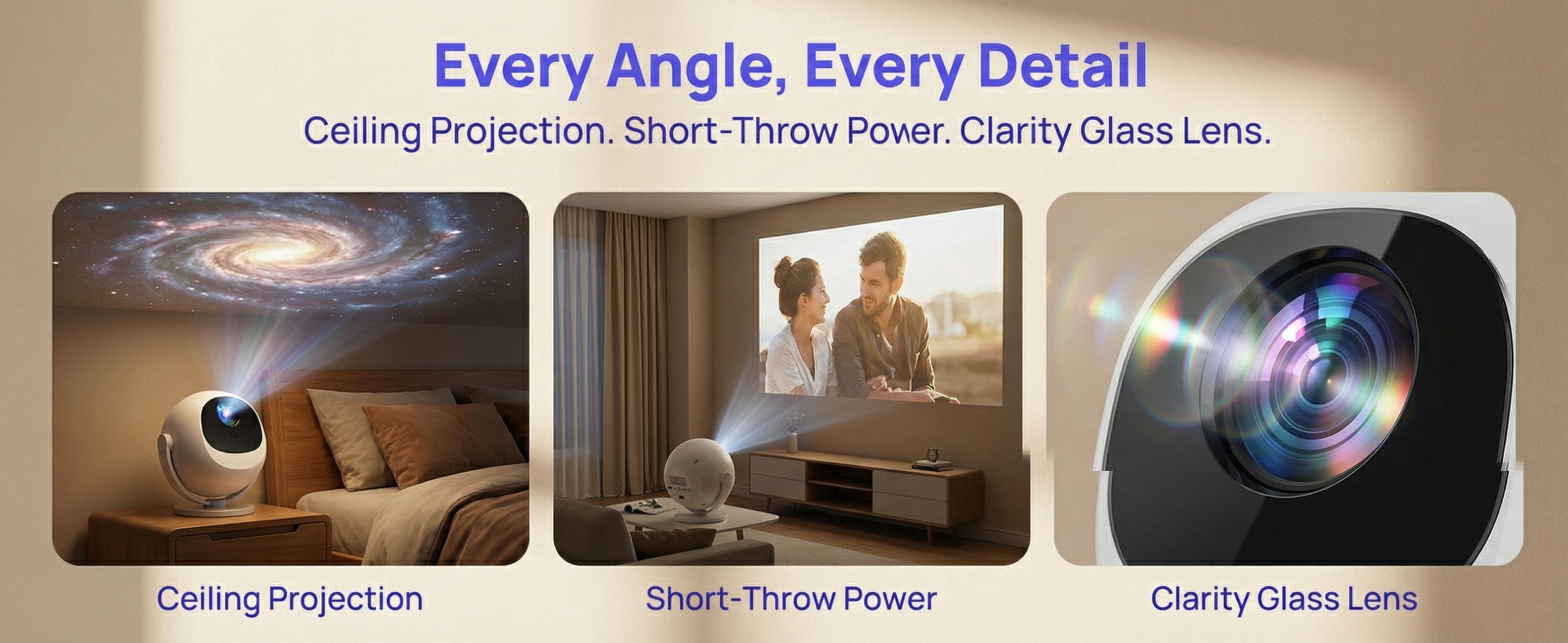 XBJ New Drops Supports 4K,350ANSl  2.4/5G WiFi 360° HD Projection Dual band  Electric Focus Wireless BT6.0 LED 150 InchScreen Built-in Speaker Multifunctional Projector for HomeCinema and Chri Outdoor stmas Gifts New Year Gifts Theater-Grade High-quality