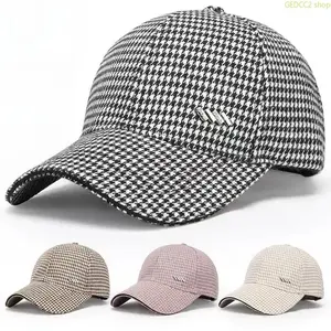 Unisex 1000 Bird Grid Print Wool Peaked Hat, UV Protection All-Season Sunshade Cap, Versatile & Trendy Casual Wear Accessory