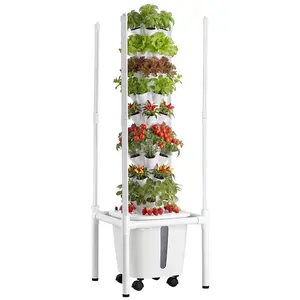 【Summervibes】VEVOR Hydroponic Tower, 45 Pods 9 Tiers Hydroponics Growing System Kit with LED Grow Light, App Control & Casters, Vertical Home Garden with 20L Water Tank & Pump for Indoor Herbs, Fruits, Vegetables