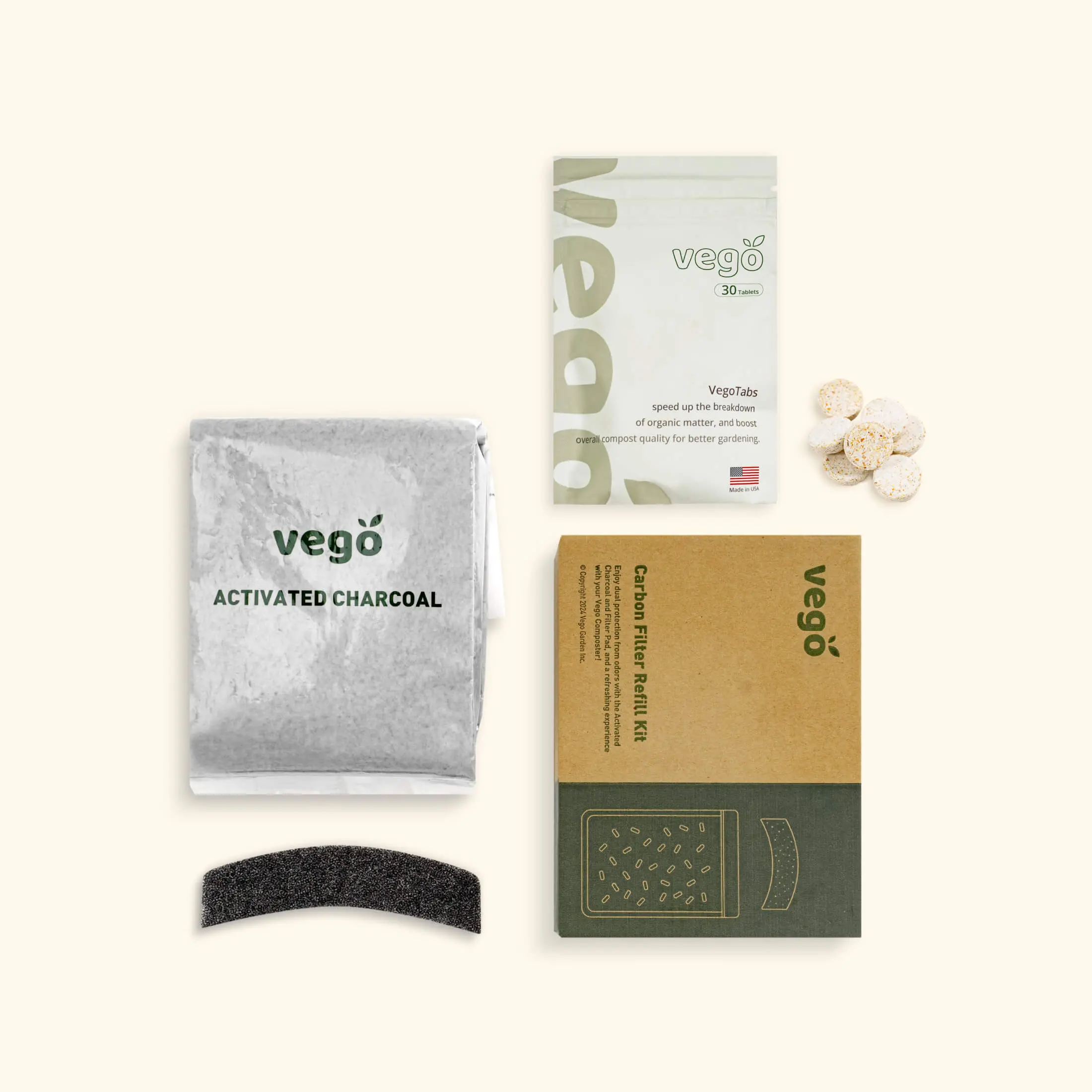 Vego Garden Carbon Filter Refill Kit & VegoTabs Bundle