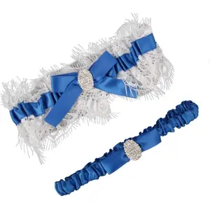 White Lace Wedding Garters Bridal Garter Set for Women Bride Garters With something Blue