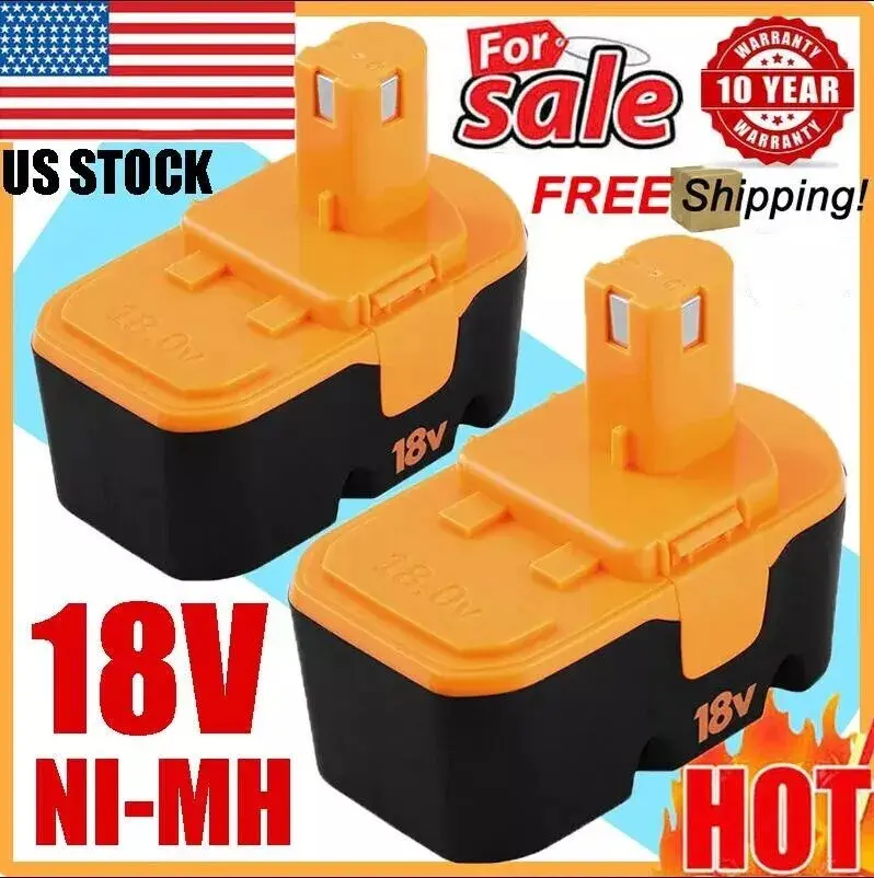 2PACK For Ryobi 18V PLUS 18 Volt Ni-Mh Portable Rechargeable Battery P100 13022 ABP1801 P101 ABP1803