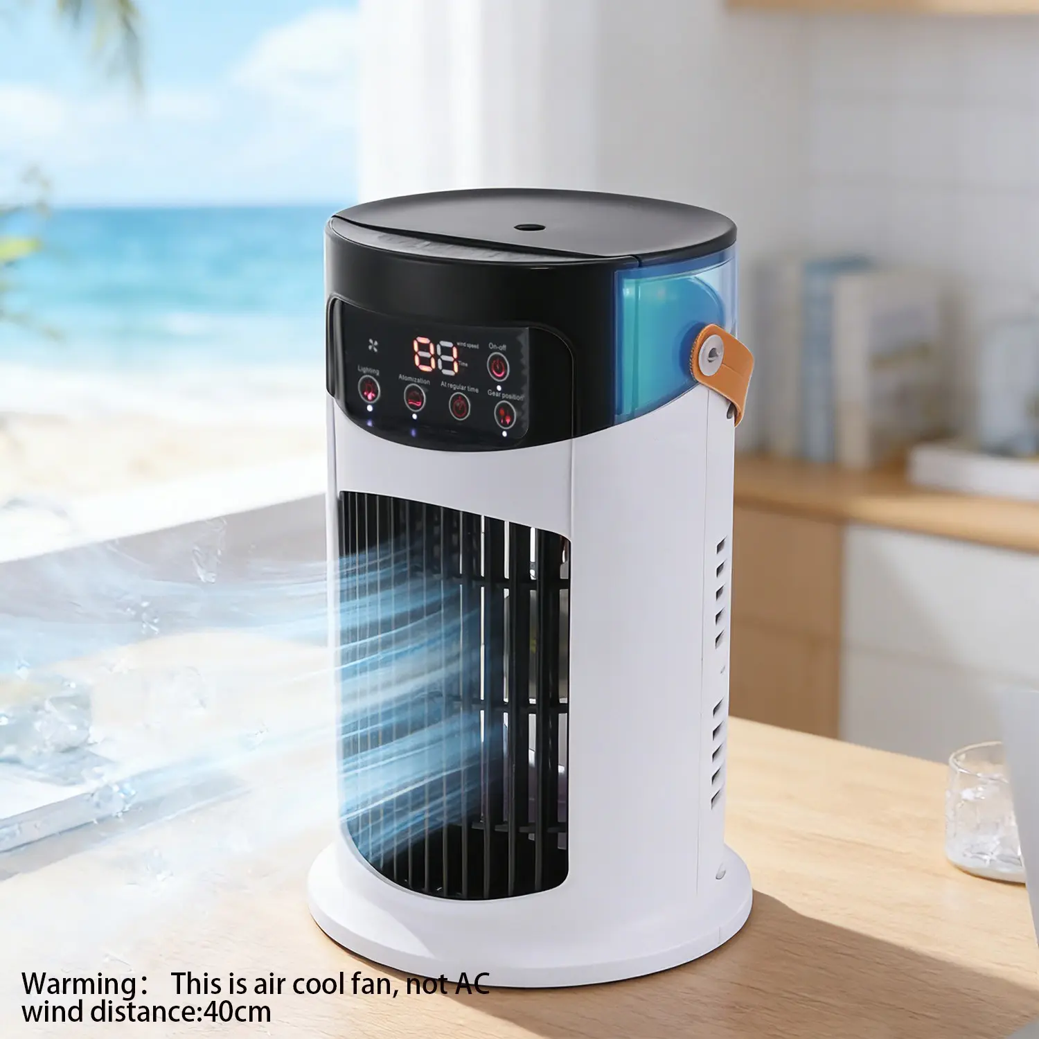 USB Fan with 6 Speed Settings, 1-6 Hour Timer, Mist Humidifier & 7 Color LED Night Light, Quiet Desktop Fan for Bedroom Office Travel, Misting Fan Cooler, Portable Led Fan