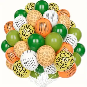 34 jungle adventure balloons, 12/10 inch vibrant animal and tropical printed latex balloons, suitable for summer parties, Balloon Party Supplies, photo backdrop walls, graduation ceremony decorations, and birthday parties.