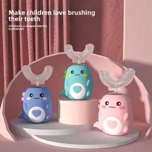  U-shaped Children's Electric Toothbrush Baby Rechargeable Children's Toothbrush Teeth Cleaning Cartoon Little Dinosaur