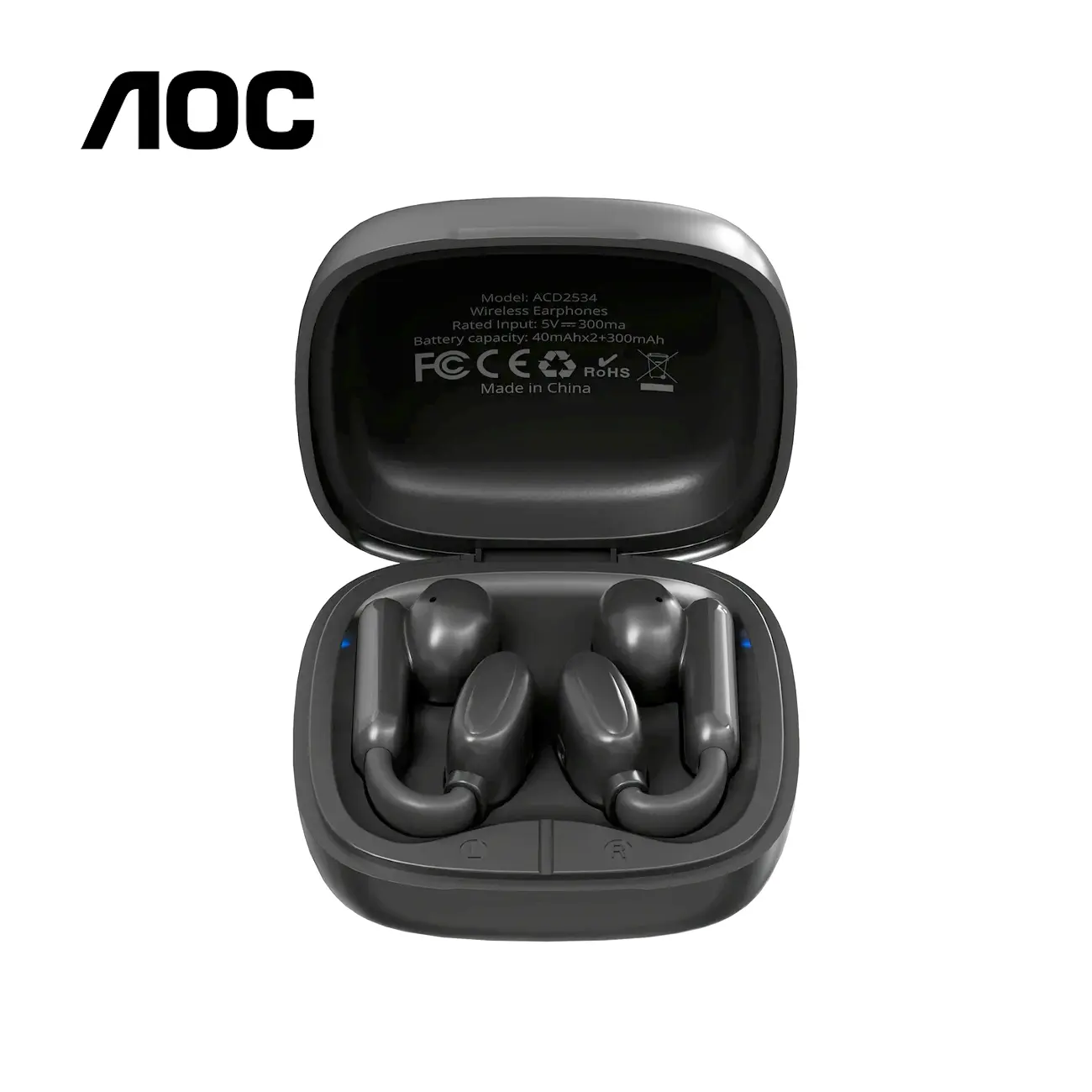 Clearance Sale – AOC ACD2534 Genuine Wireless Earbuds, Clip-On Microphone, Noise Reduction Support, HD Calls, Gaming & Listening Headphones, Low Latency, Adaptive Audio, USB-C Charging Case, Compatible with Samsung, Android, and Apple
