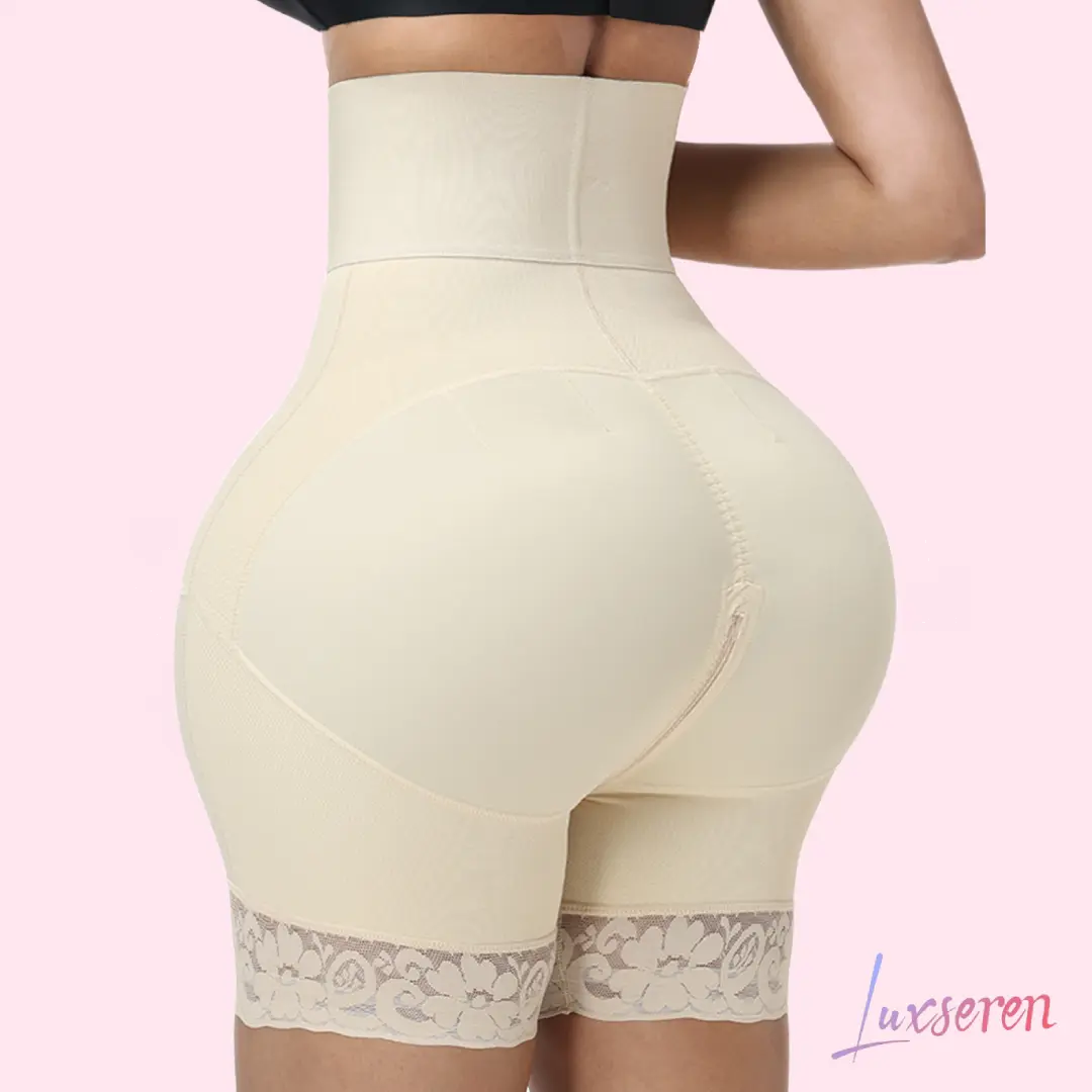 LUXSEREN Women's Soft Elastane High-Waist Compression Faja Shapewear Boyshorts - 3-Row Crotch Closure, Adjustable Waist Trainer, Abdomen Flattener, Double Panel, Casual Workout Hip Slim All-Season Minimalist Basic Lingerie