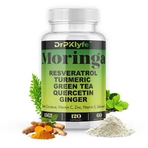 DrPKlyfe Moringa Complex – 12-in-1 Superfood Blend with Turmeric, Green Tea, Quercetin, Ginger & Resveratrol – Antioxidant & Immunity Support – 1562mg, 120 Capsules