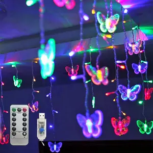 LED Butterfly Fairy String Lights, 48 Lights USB Plug-In Curtain Decor, Ideal for Bedroom, Party, Wedding, Holiday, Christmas Decorations