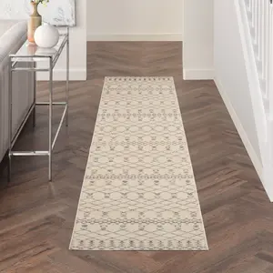 Nourison Royal Moroccan RYM03 Indoor only Area Rug - Beige/Grey 2'3" x 10'
