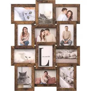 Collage Picture Frames, 4x6 for Wall Decor, Multi Family Photo for Gallery Decor,  Display, Set of 12, Rustic Brown URPF026X01