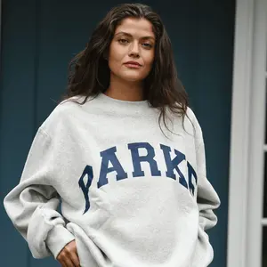 PARKE Sweatshirt – Vintage College Style Crewneck for Men & Women, Bold Letter Graphic Pullover, Unisex Casual Fit, Cozy Cotton Blend Top Blue Sweatshirt