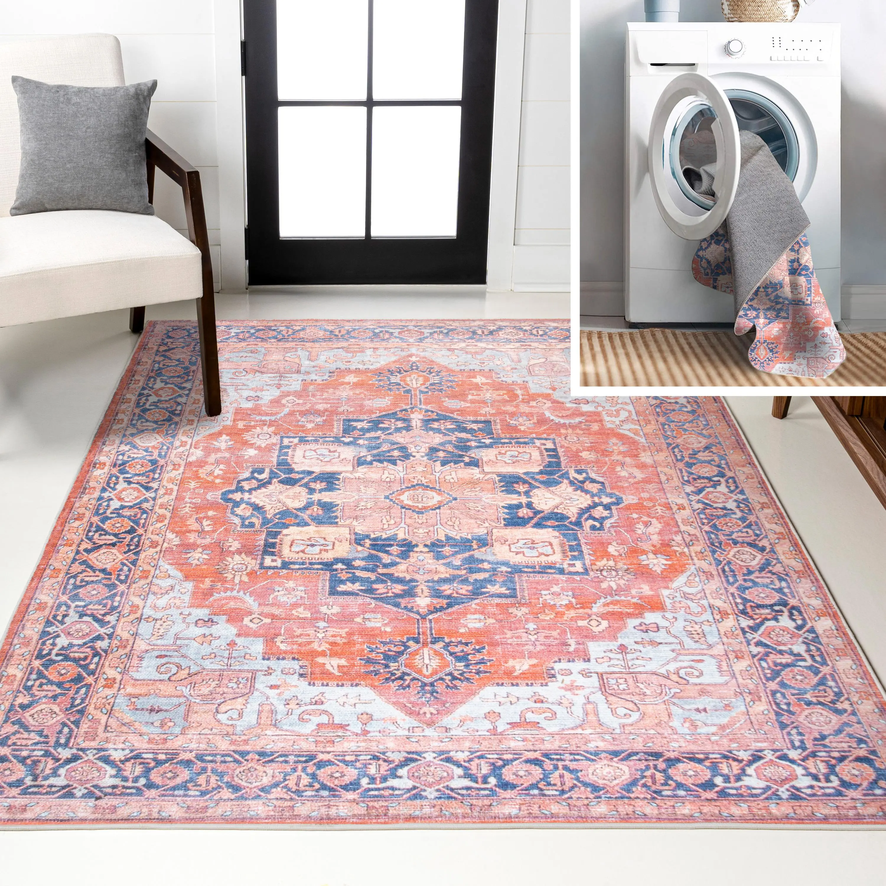 JONATHAN Y Maris Ornate Medallion Machine-Washable Area Rug