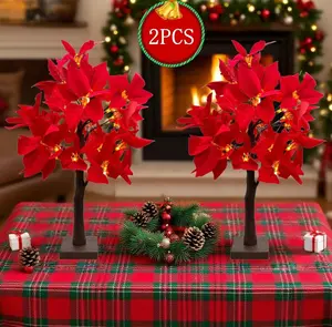 2-Pack 23-Foot Height Christmas Decoration Artificial Flower LED Lights Battery-Powered with Remote Control for Festive Cottage Atmosphere Perfect for Christmas Halloween Easter Hanukkah Thanksgiving