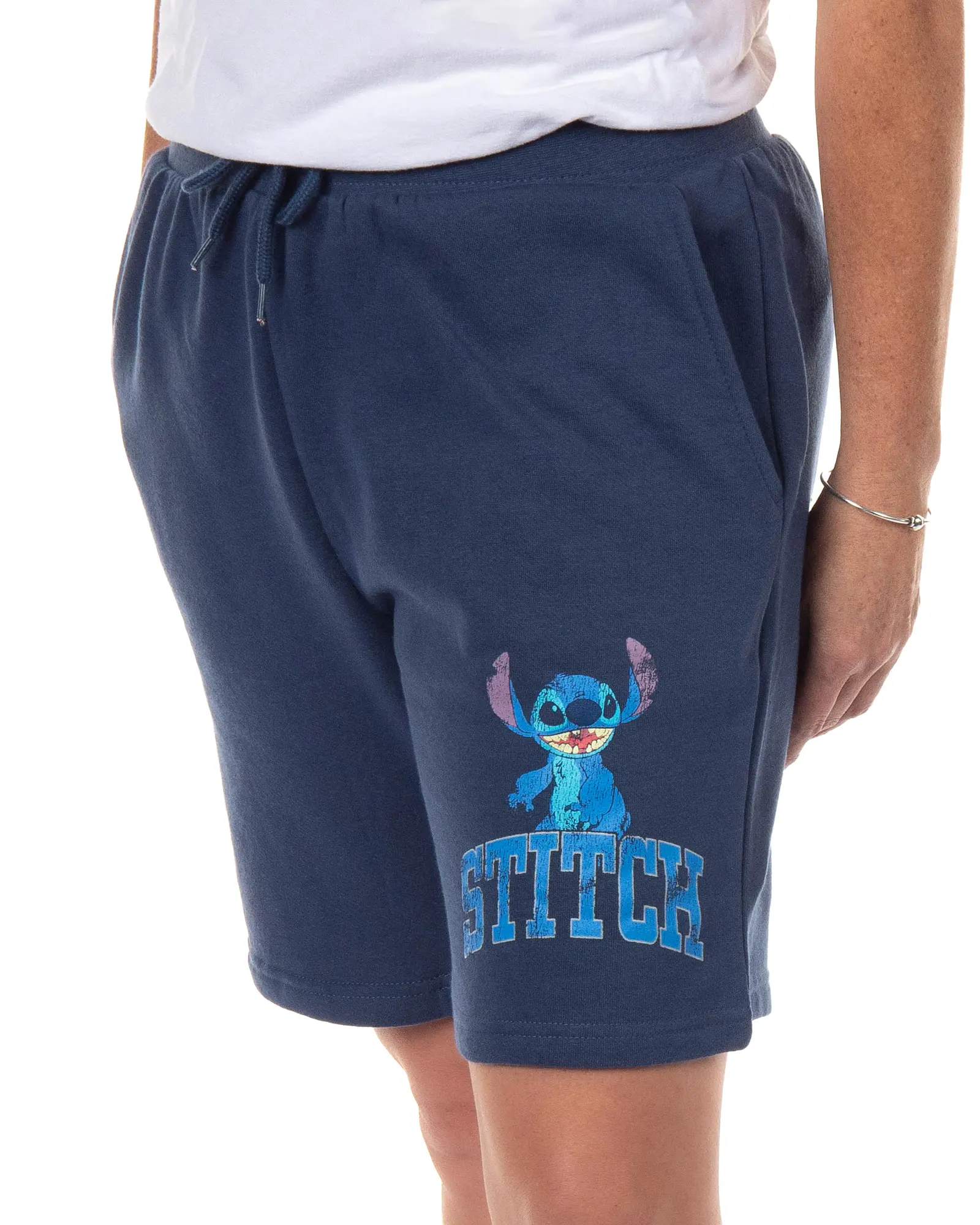 Women's Disney Lilo And Stitch Lounge Shorts, Stays Put Waist, Adjustable Drawcord, Approx. 8" Inseam, Character Print Sweatshort Bottoms, Cotton-Poly Blend, Knee-Length, Relaxed, Smooth, Graphic