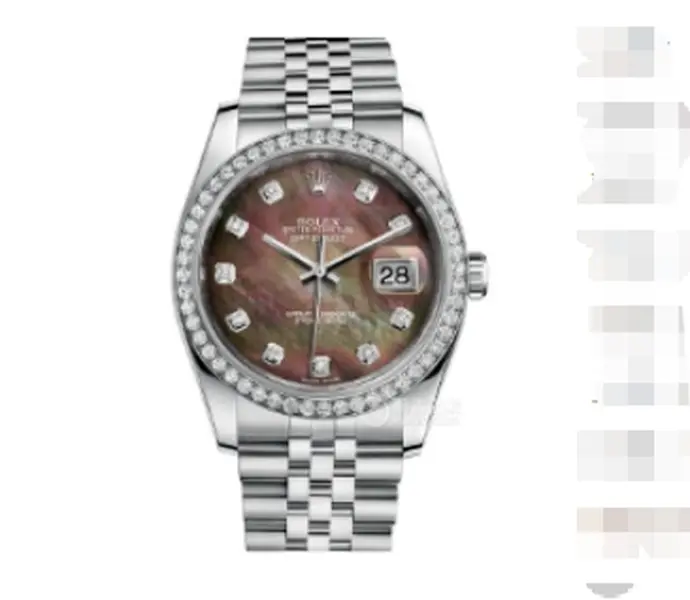 Rolex Datejust 36 116244-0012 36mm Automatic Black Mother-of-Pearl Diamond Dial Stainless Steel & 18K White Gold Factory Diamond Bezel Ladies Watch WHT032442