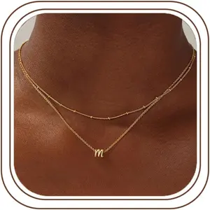 Initial Necklaces for Women Trendy - K Gold-Plated Layering Letter A-Z Initial Necklace Stack Birthday Gifts for Women Teen Girls Jewelry