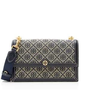 Pre-owned Tory Burch Leather Crossbody Bags T Monogram Canvas Medium Crossbody