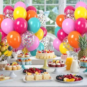 36pcs Tropical Balloon Arch Kit, Hot Pink, Orange, Yellow, Green Party Balloons Perfect for Birthdays,pink Halloween Decor, Weddings, Bridal Showers, Engagement Parties, Anniversaries, Baptismal Themes, Party Backgrounds, Christmas Decorations colorful