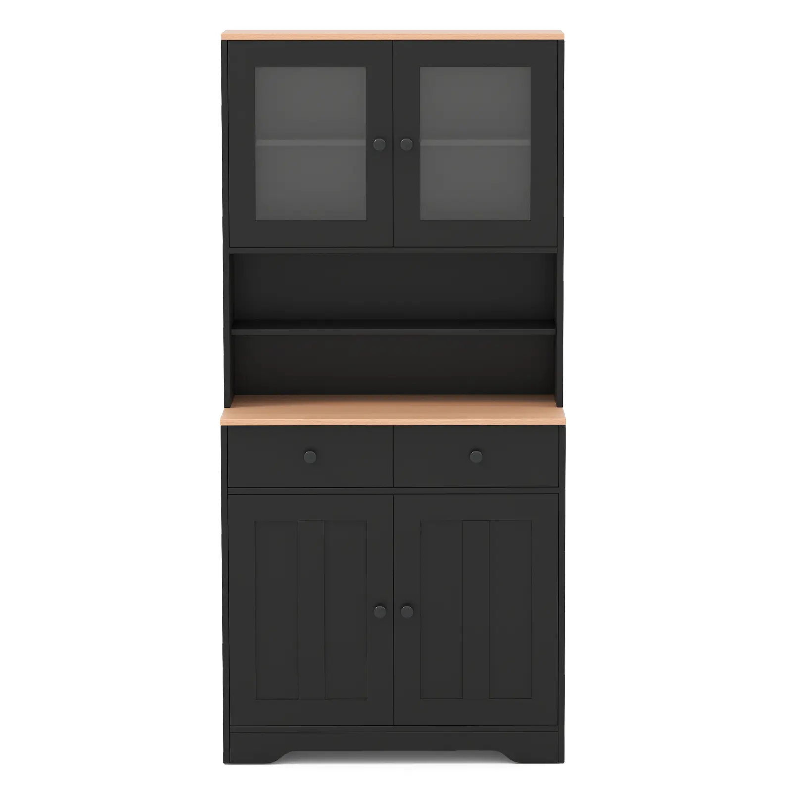 COSTWAY - Pantry Cabinet with 2 Removable Shelves-Black