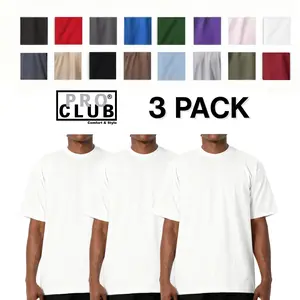 3 PACK PROCLUB Men's Heavyweight Cotton Short Sleeve Crew Neck T-Shirt LA Streetwear Hip Hop Big Tall Sizes S to 5XL