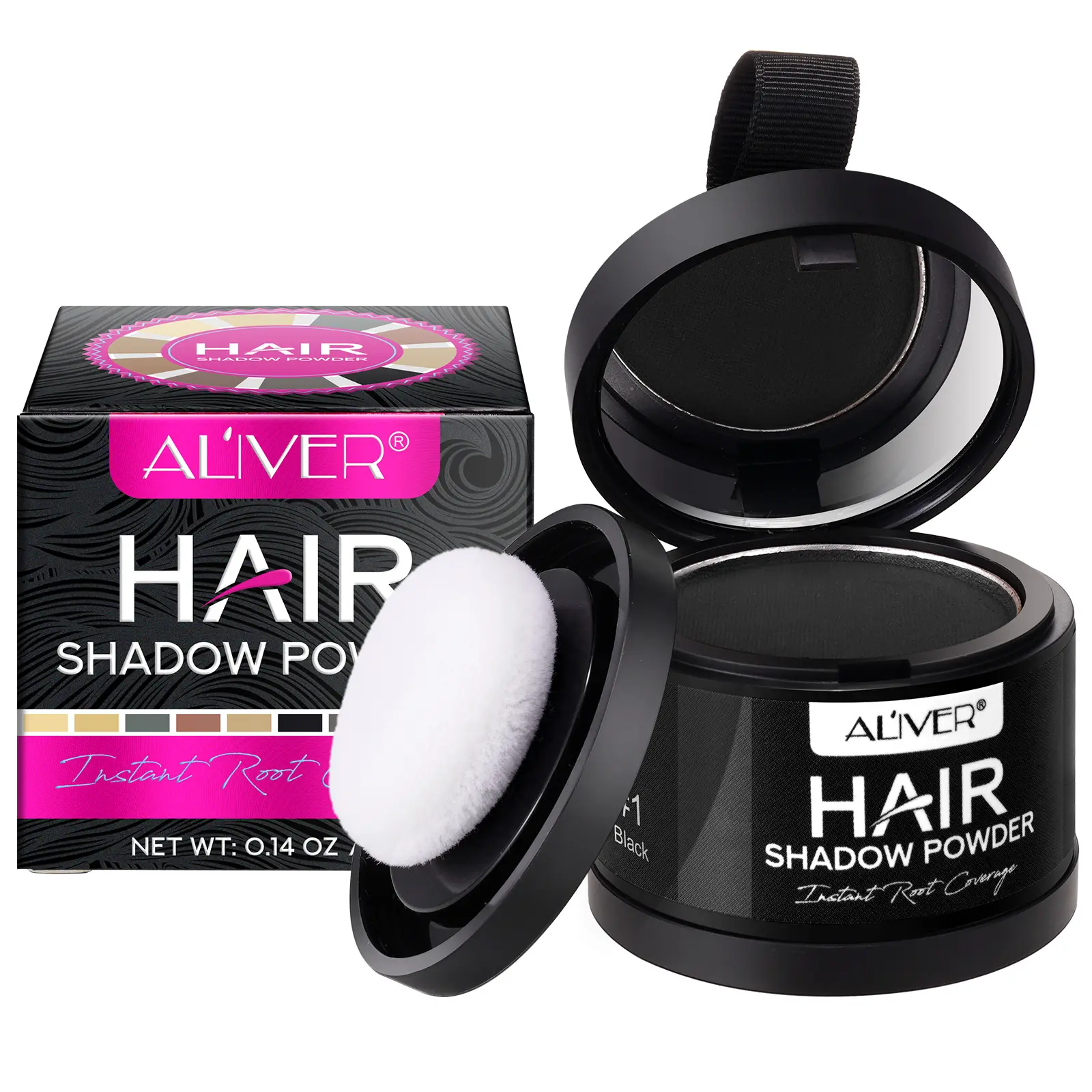 ALIVER Root Touch Up Powder with Rose Extract & Beeswax Blend - 48-Hour Full Coverage, Natural Black Root Shadow Fast, Multiple Shades Temporary Hair Coloring for Thinning Fine Hair Selfcare